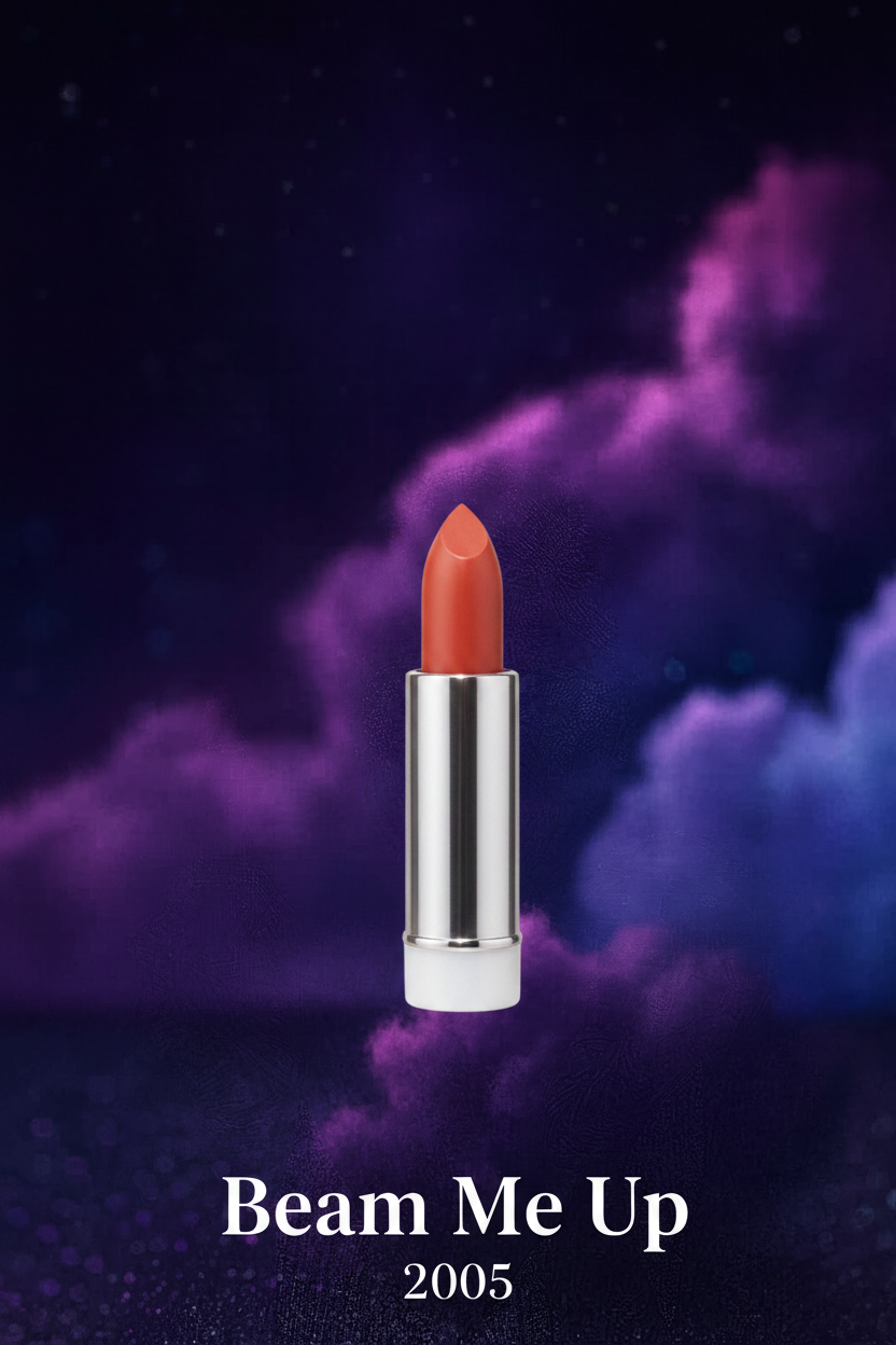 Satellite3 rocket lipstick refill in Beam Me Up — bold burnt orang