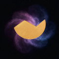 Satellite3 face powder refill in HelloCentricity — warm golden amber- canary yellow shimmer face powder pan floating in space