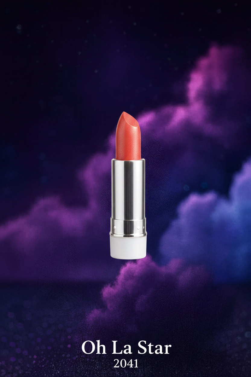 Satellite3 rocket lipstick refill in Oh La Star — coral tangerine shimmer